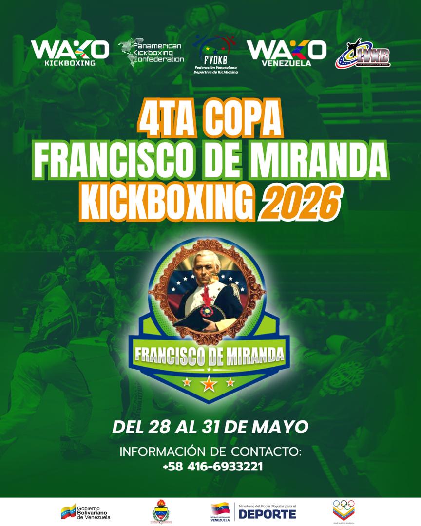 4ª Copa Francisco de Miranda Kickboxing 2026 movimenta o cenário do esporte de combate na Venezuela